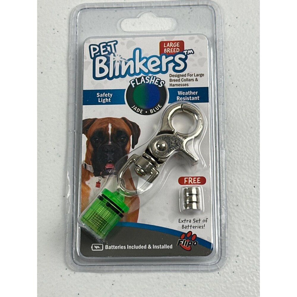 Pet Blinker Large Breed Safety Light  Flashes Jade & Blue  For Large Dog Collars
